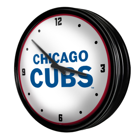 Chicago Cubs: Wordmark - Retro Lighted Wall Clock Default Title