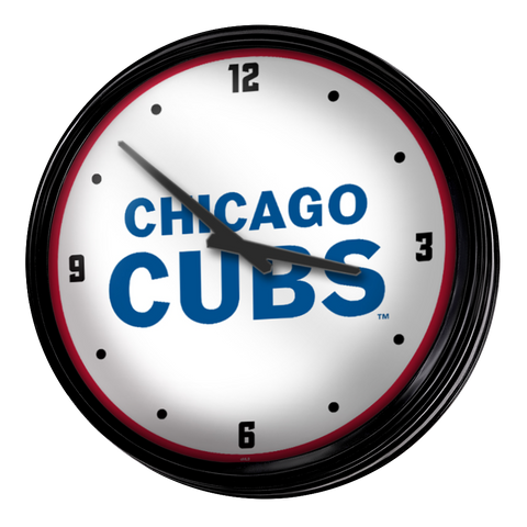 Chicago Cubs: Wordmark - Retro Lighted Wall Clock