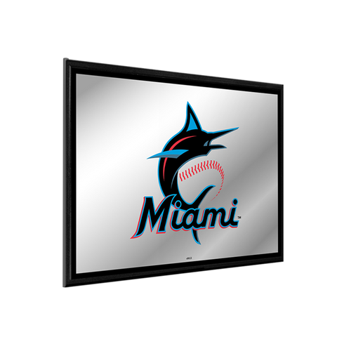 Miami Marlins: Framed Mirrored Wall Sign Black Edge