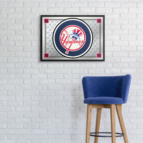 New York Yankees: Team Spirit - Framed Mirrored Wall Sign Mirrored Background
