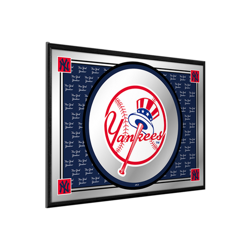 New York Yankees: Team Spirit - Framed Mirrored Wall Sign Navy Background