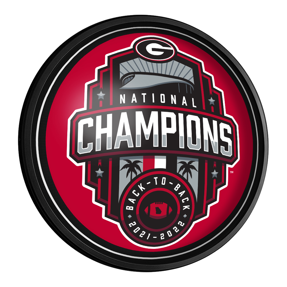Georgia Bulldogs: National Champions - Round Slimline Lighted Wall Sign