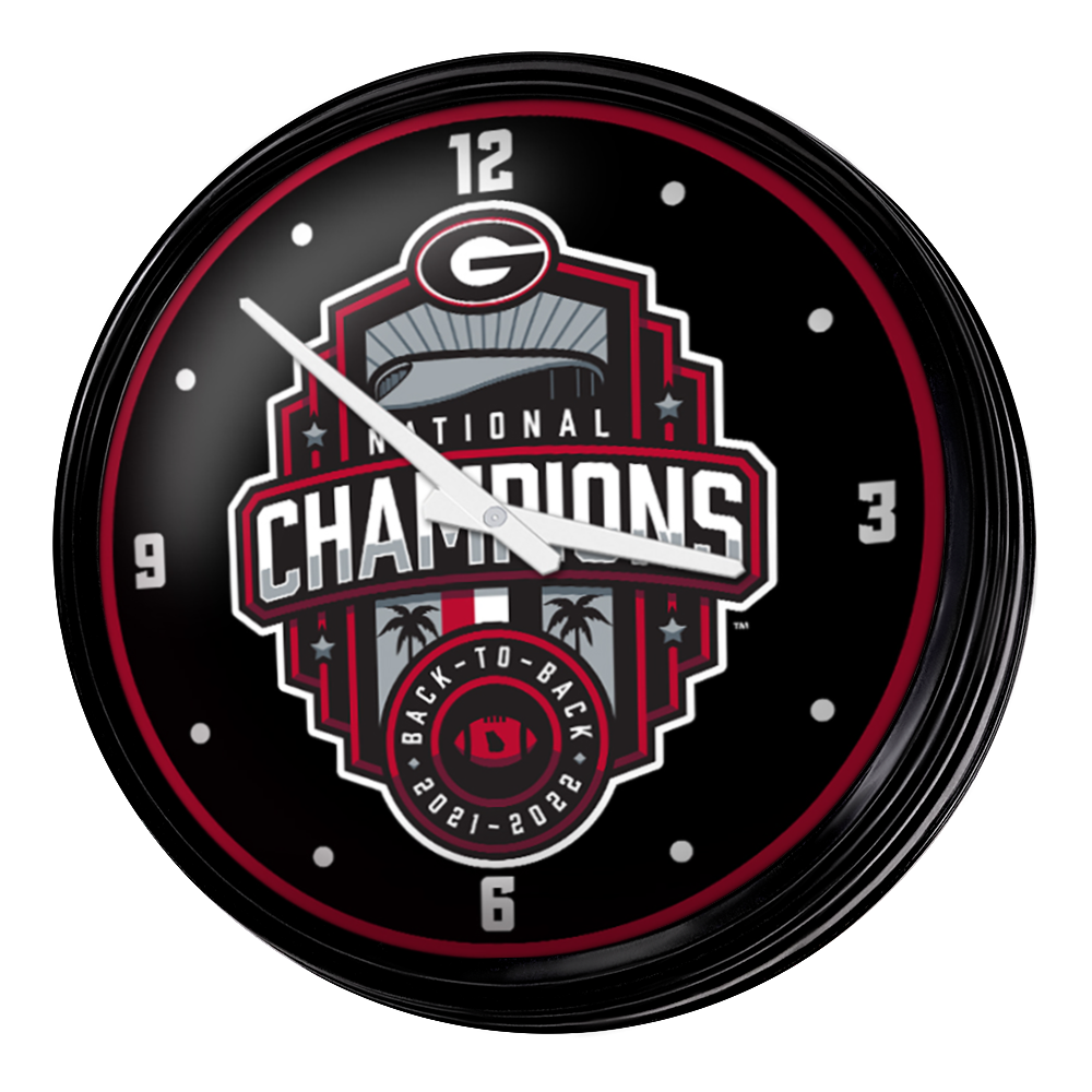 Georgia Bulldogs: National Champions - Retro Lighted Wall Clock