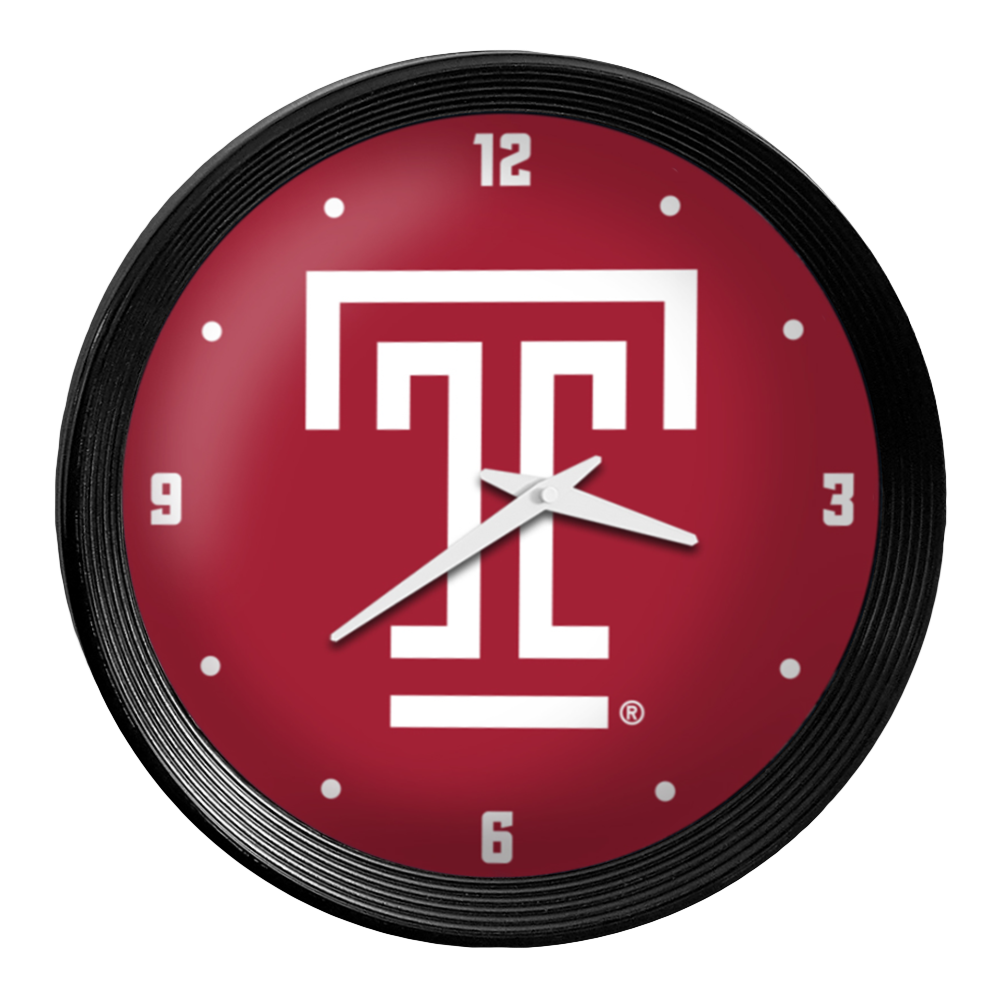 Temple Owls: Ribbed Frame Wall Clock Red
