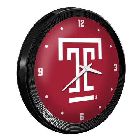 Temple Owls: Ribbed Frame Wall Clock Red