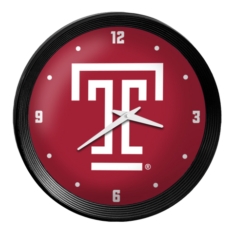 Temple Owls: Ribbed Frame Wall Clock Red