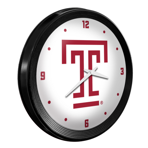 Temple Owls: Ribbed Frame Wall Clock White