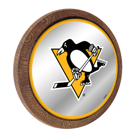 Pittsburgh Penguins: Mirrored Barrel Top Mirrored Wall Sign Yellow
