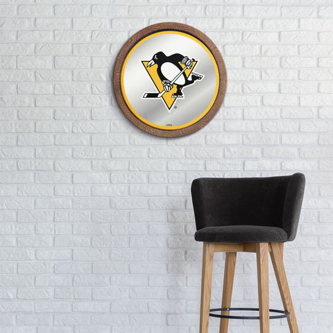 Pittsburgh Penguins: Mirrored Barrel Top Wall Sign Yellow