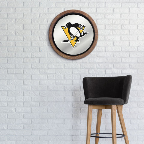 Pittsburgh Penguins: Mirrored Barrel Top Wall Sign Black