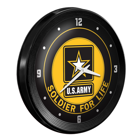 US Army: Soldier for Life - Ribbed Frame Wall Clock Black Frame