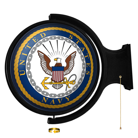 US Navy: Original Round Rotating Lighted Wall Sign - The Fan-Brand