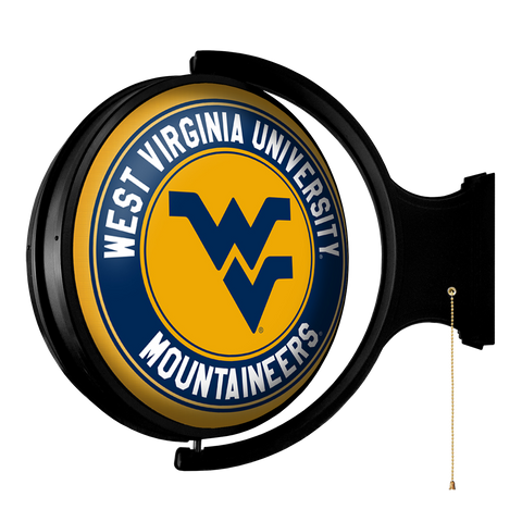 West Virginia Mountaineers: Original Round Rotating Lighted Wall Sign - The Fan-Brand