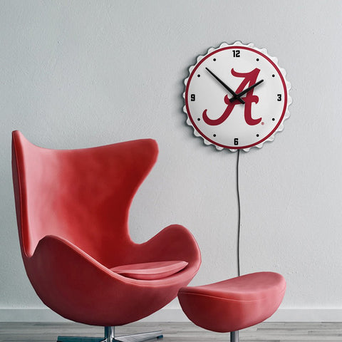 Alabama Crimson Tide: Bottle Cap Lighted Wall Clock - The Fan-Brand