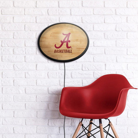 Alabama Crimson Tide: Hardwood - Oval Slimline Lighted Wall Sign - The Fan-Brand