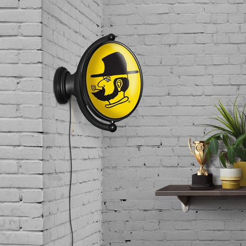 Appalachian State Mountaineers: Yosef - Original Oval Rotating Lighted Wall Sign - The Fan-Brand