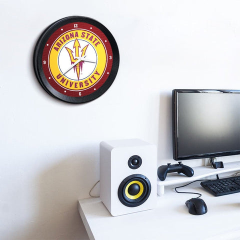 Arizona State Sun Devils: Ribbed Frame Wall Clock - The Fan-Brand