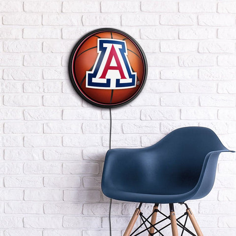 Arizona Wildcats: Basketball - Round Slimline Lighted Wall Sign - The Fan-Brand