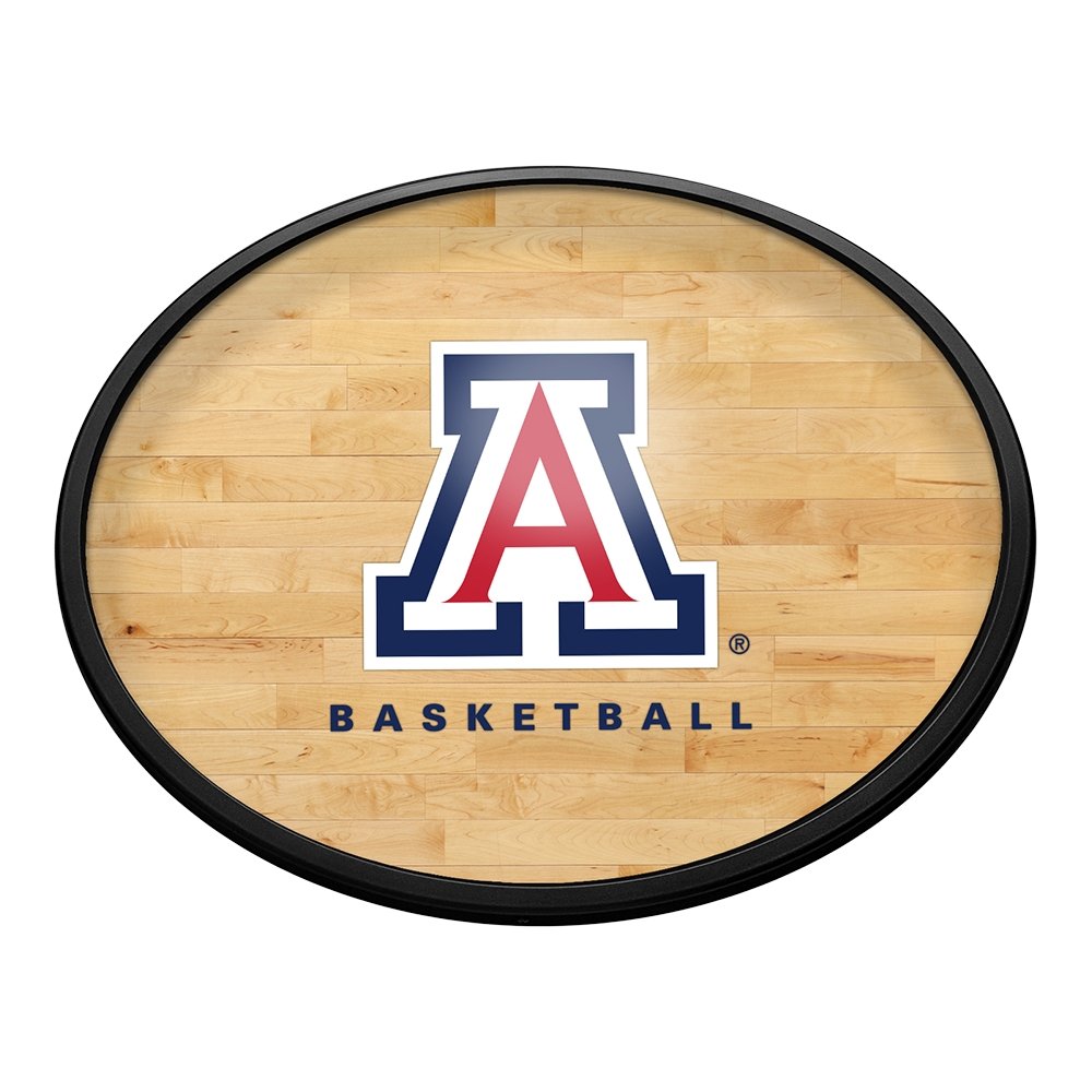 Arizona Wildcats: Hardwood - Oval Slimline Lighted Wall Sign - The Fan-Brand