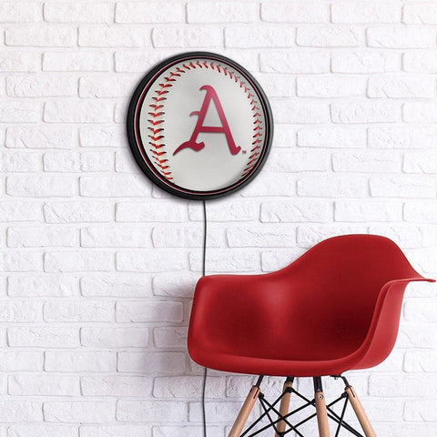 Arkansas Razorbacks: Baseball - Slimline Lighted Wall Sign - The Fan-Brand