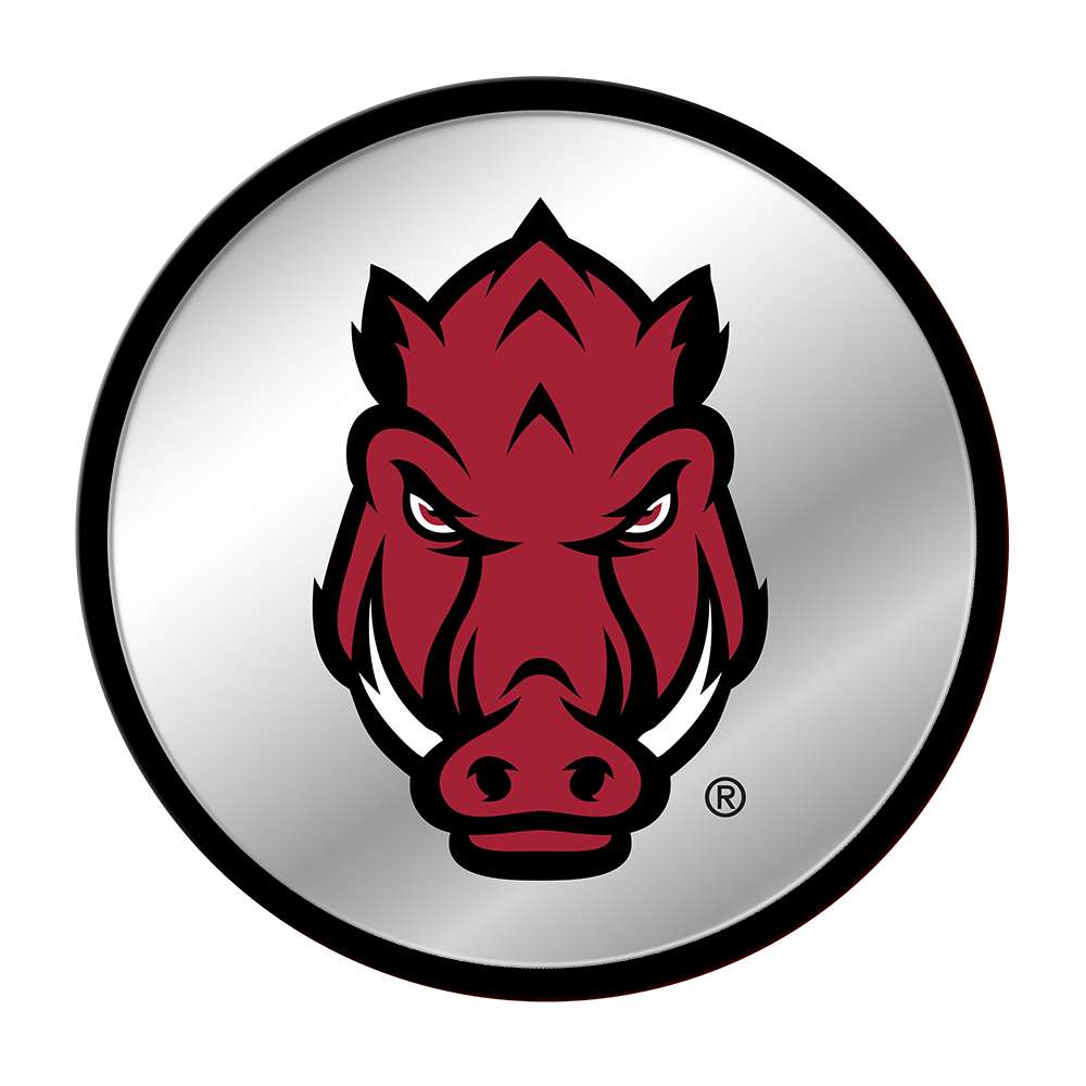 Arkansas Razorbacks: Tusk Stare - Modern Disc Mirrored Wall Sign Black Frame