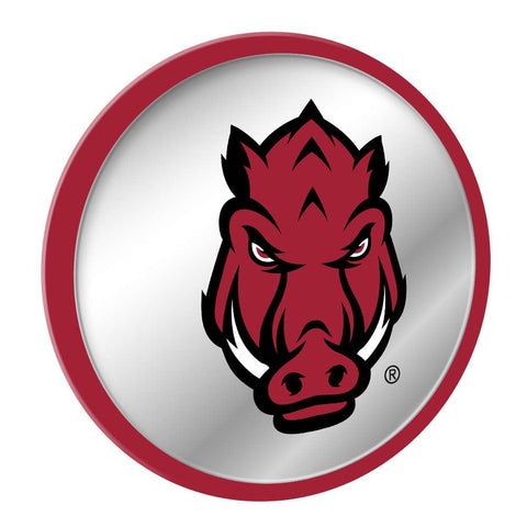 Arkansas Razorbacks: Tusk Stare - Modern Disc Mirrored Wall Sign Red Frame