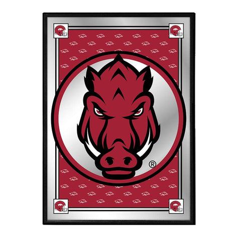 Arkansas Razorbacks: Tusk Stare, Team Spirit - Framed Mirrored Wall Sign Default Title