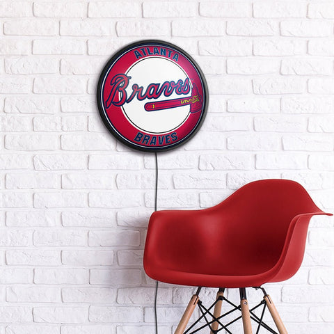 Atlanta Braves: Round Slimline Lighted Wall Sign - The Fan-Brand