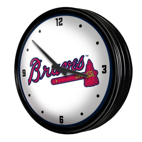 Atlanta Braves: Wordmark - Retro Lighted Wall Clock - The Fan-Brand