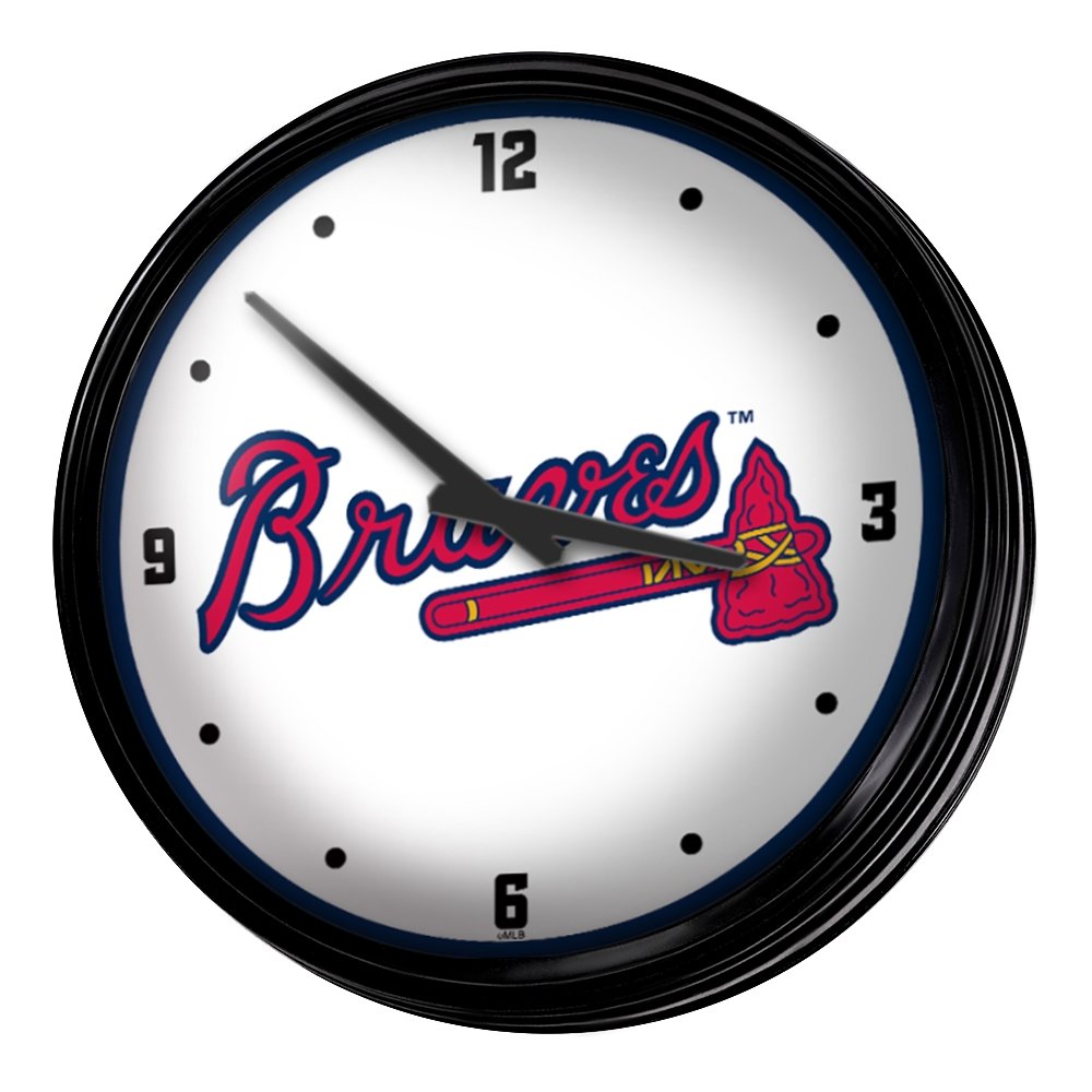 Atlanta Braves: Wordmark - Retro Lighted Wall Clock - The Fan-Brand