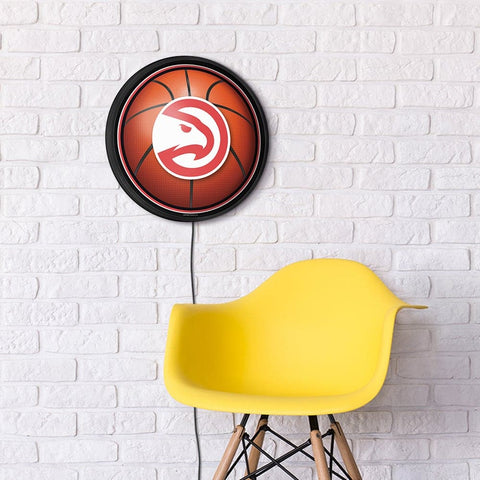 Atlanta Hawks: Basketball - Round Slimline Lighted Wall Sign - The Fan-Brand