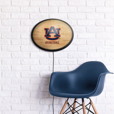 Auburn Tigers: Hardwood - Oval Slimline Lighted Wall Sign - The Fan-Brand