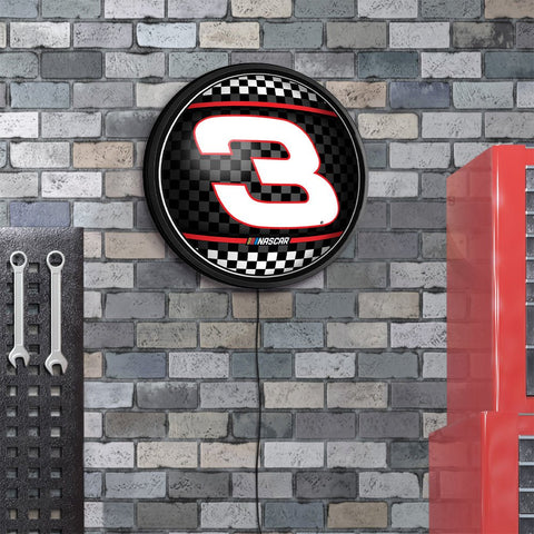Austin Dillon: Checkered Flag - Round Slimline Lighted Wall Sign - The Fan-Brand