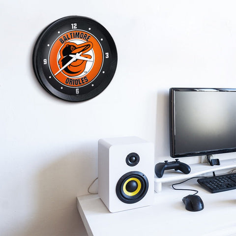 Baltimore Orioles: Ribbed Frame Wall Clock - The Fan-Brand