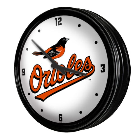 Baltimore Orioles: Wordmark - Retro Lighted Wall Clock - The Fan-Brand