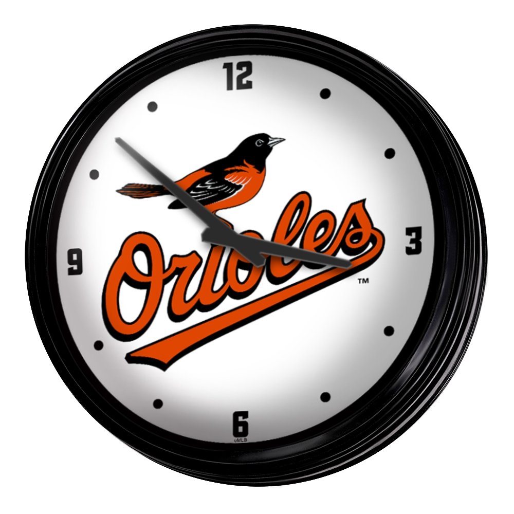 Baltimore Orioles: Wordmark - Retro Lighted Wall Clock - The Fan-Brand