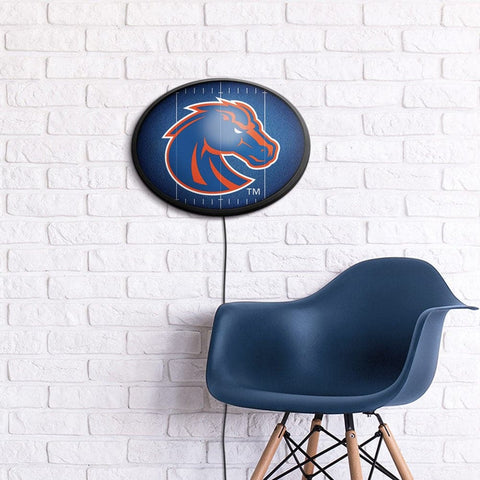 Boise State Broncos: On the 50 - Oval Slimline Lighted Wall Sign - The Fan-Brand