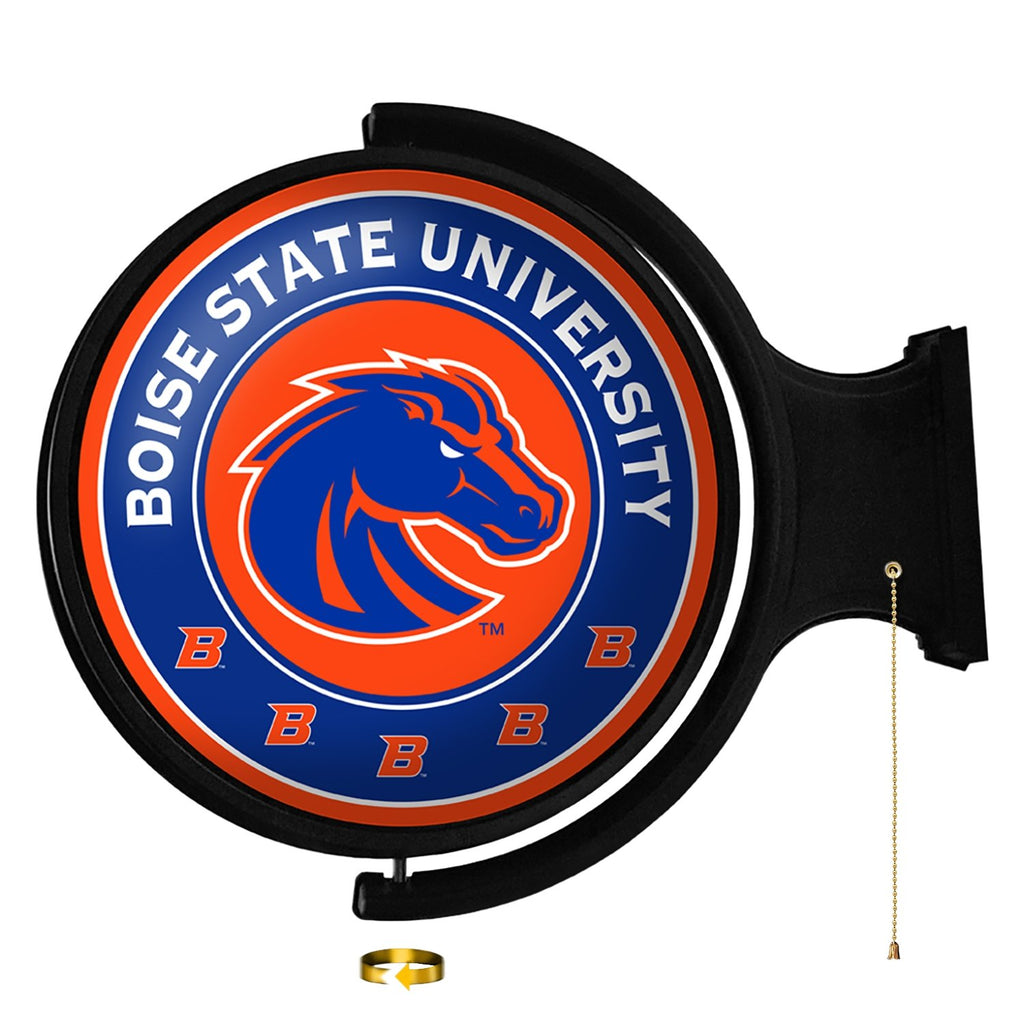 Boise State Broncos: Orange - Original Round Rotating Lighted Wall Sign - The Fan-Brand