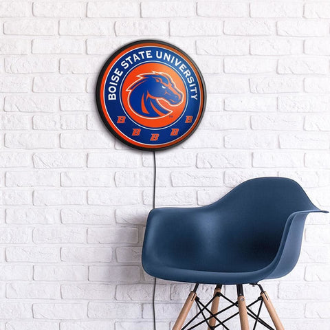 Boise State Broncos: Orange - Round Slimline Lighted Wall Sign - The Fan-Brand