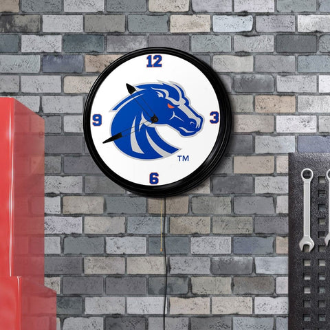 Boise State Broncos: Retro Lighted Wall Clock - The Fan-Brand