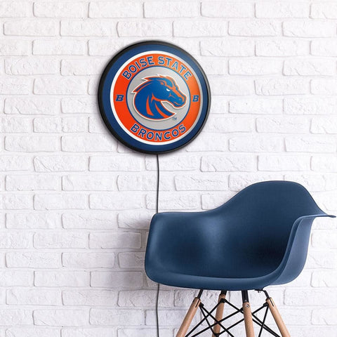 Boise State Broncos: Round Slimline Lighted Wall Sign - The Fan-Brand