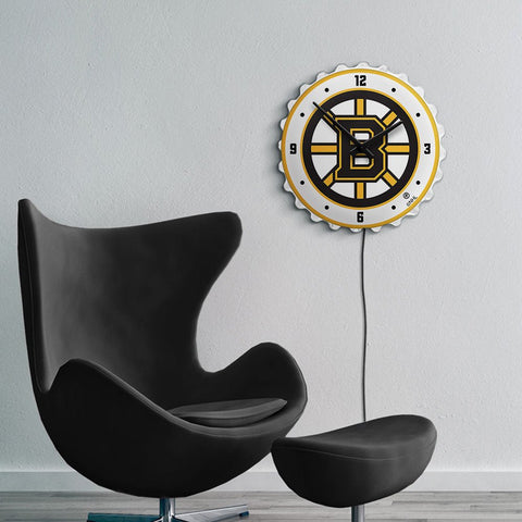 Boston Bruins: Bottle Cap Lighted Wall Clock - The Fan-Brand