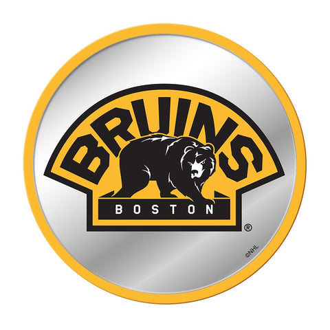 Boston Bruins: Secondary Logo - Modern Disc Mirrored Wall Sign - The Fan-Brand