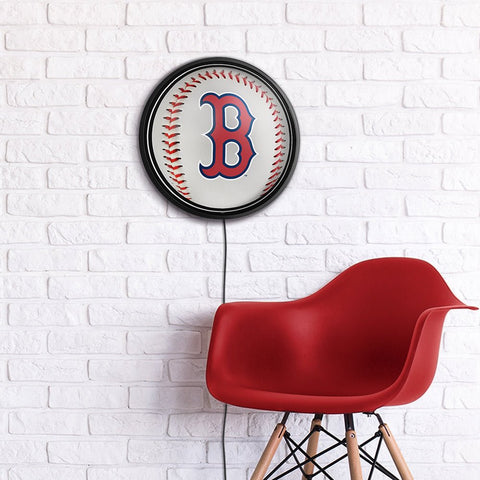 Boston Red Sox: Baseball - Round Slimline Lighted Wall Sign - The Fan-Brand