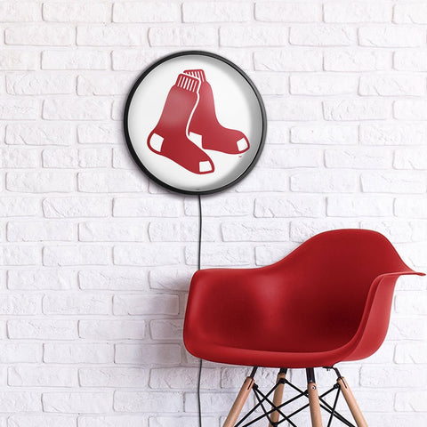 Boston Red Sox: Logo - Round Slimline Lighted Wall Sign - The Fan-Brand