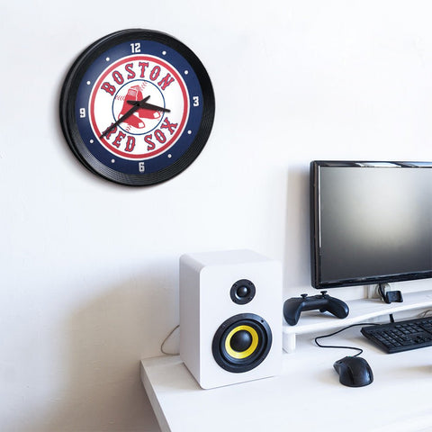 Boston Red Sox: Ribbed Frame Wall Clock - The Fan-Brand