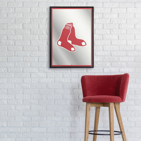 Boston Red Sox: Vertical Framed Mirrored Wall Sign - The Fan-Brand
