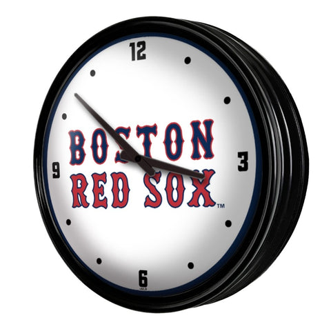 Boston Red Sox: Wordmark - Retro Lighted Wall Clock - The Fan-Brand