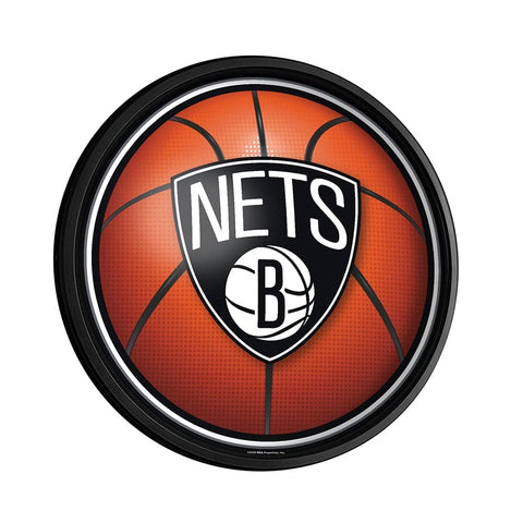 Brooklyn Nets: Basketball - Round Slimline Lighted Wall Sign - The Fan-Brand