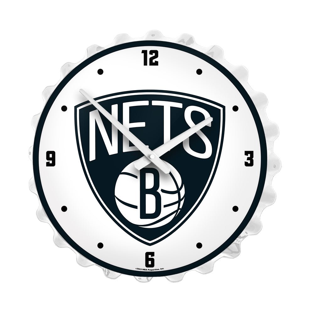 Brooklyn Nets: Bottle Cap Lighted Wall Clock - The Fan-Brand